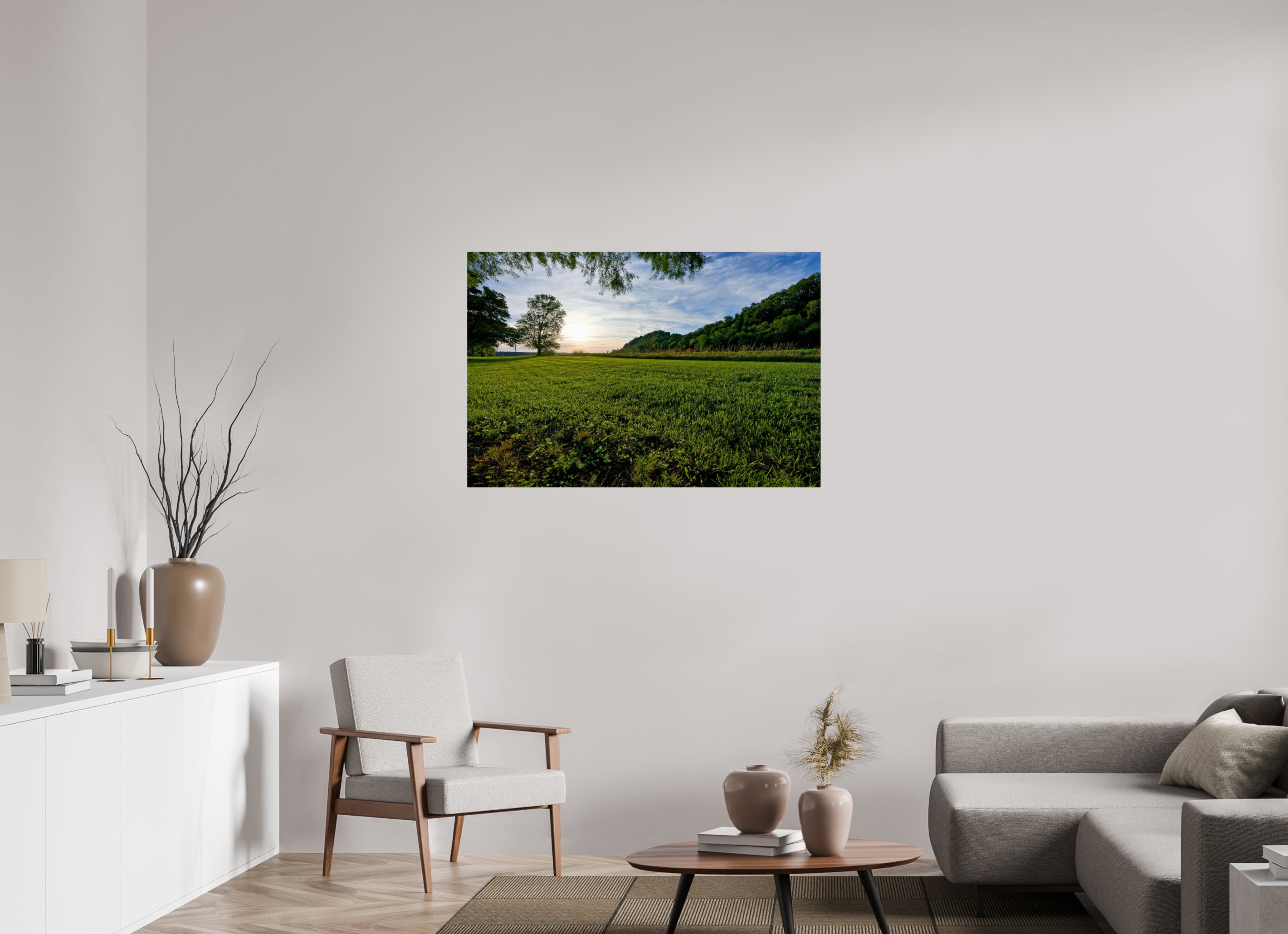 45 x 30″, ChromeLuxe HD Metal Print Rounded Conrners Lone Tree at Golden Hour