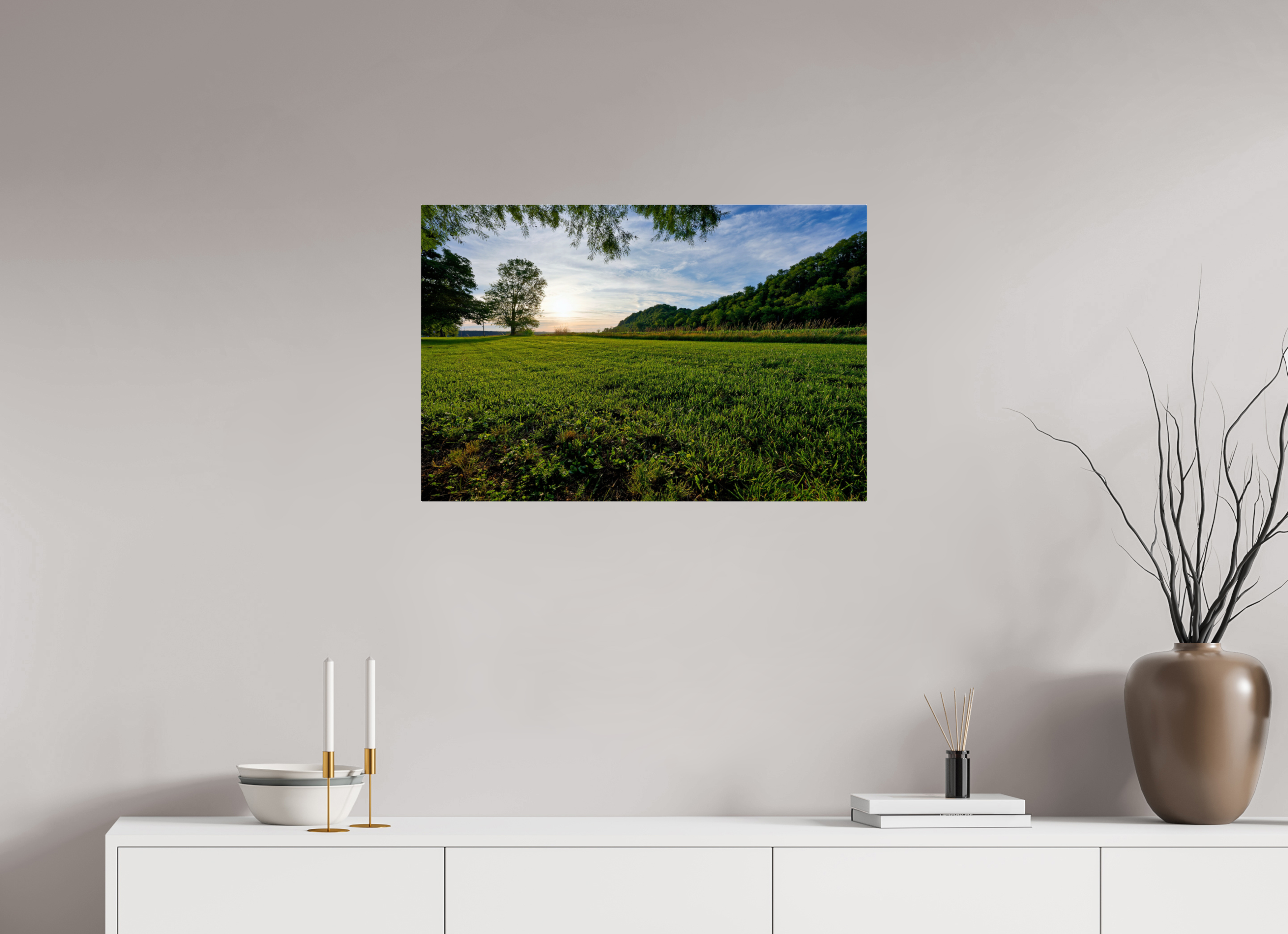 30 x 20″, Acrylic Glass Rounded Corners Lone Tree at Golden Hour