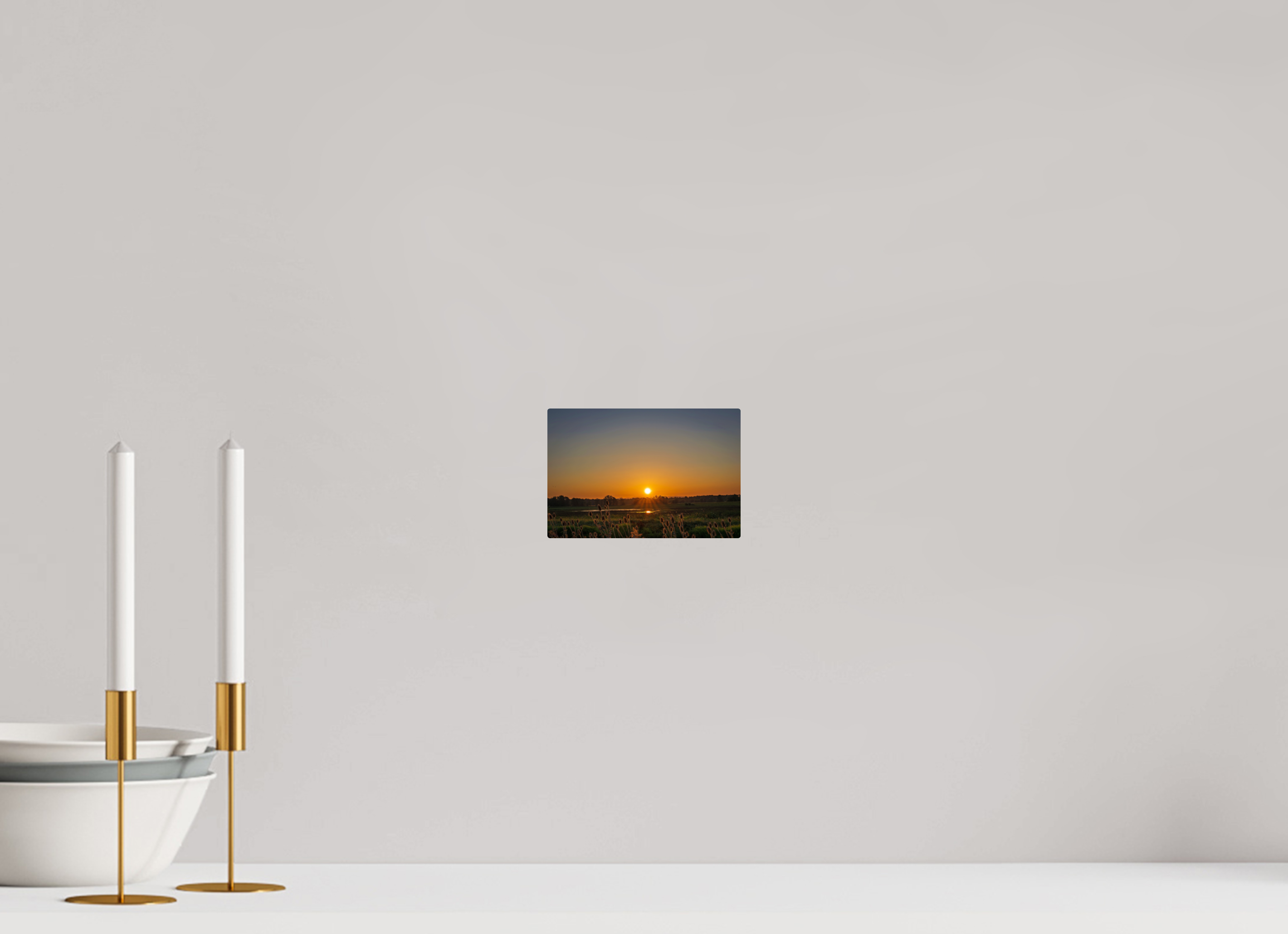 6 x 4″, ChromeLuxe HD Metal Print Rounded Conrners Sunset Glow Over the Marsh