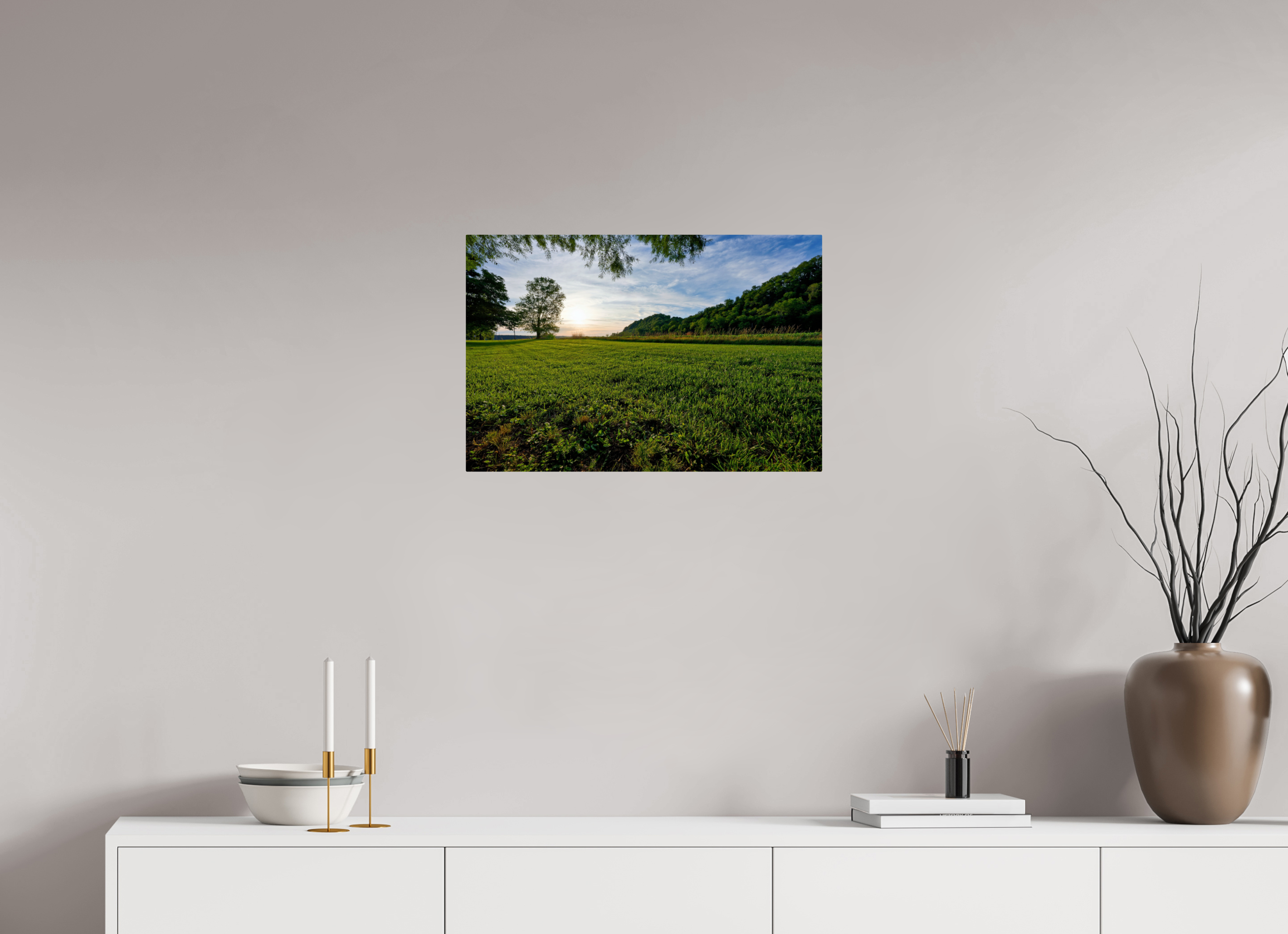 24 x 16″, ChromeLuxe HD Metal Print Rounded Conrners Lone Tree at Golden Hour