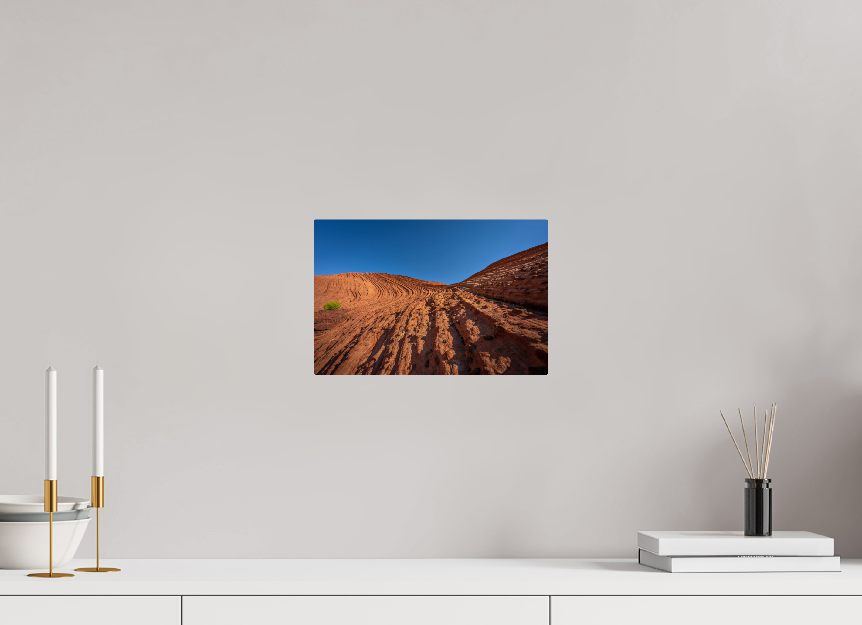 12 x 8″, ChromeLuxe HD Metal Print Rounded Conrners Sandstone Curves Under a Deep Blue Sky