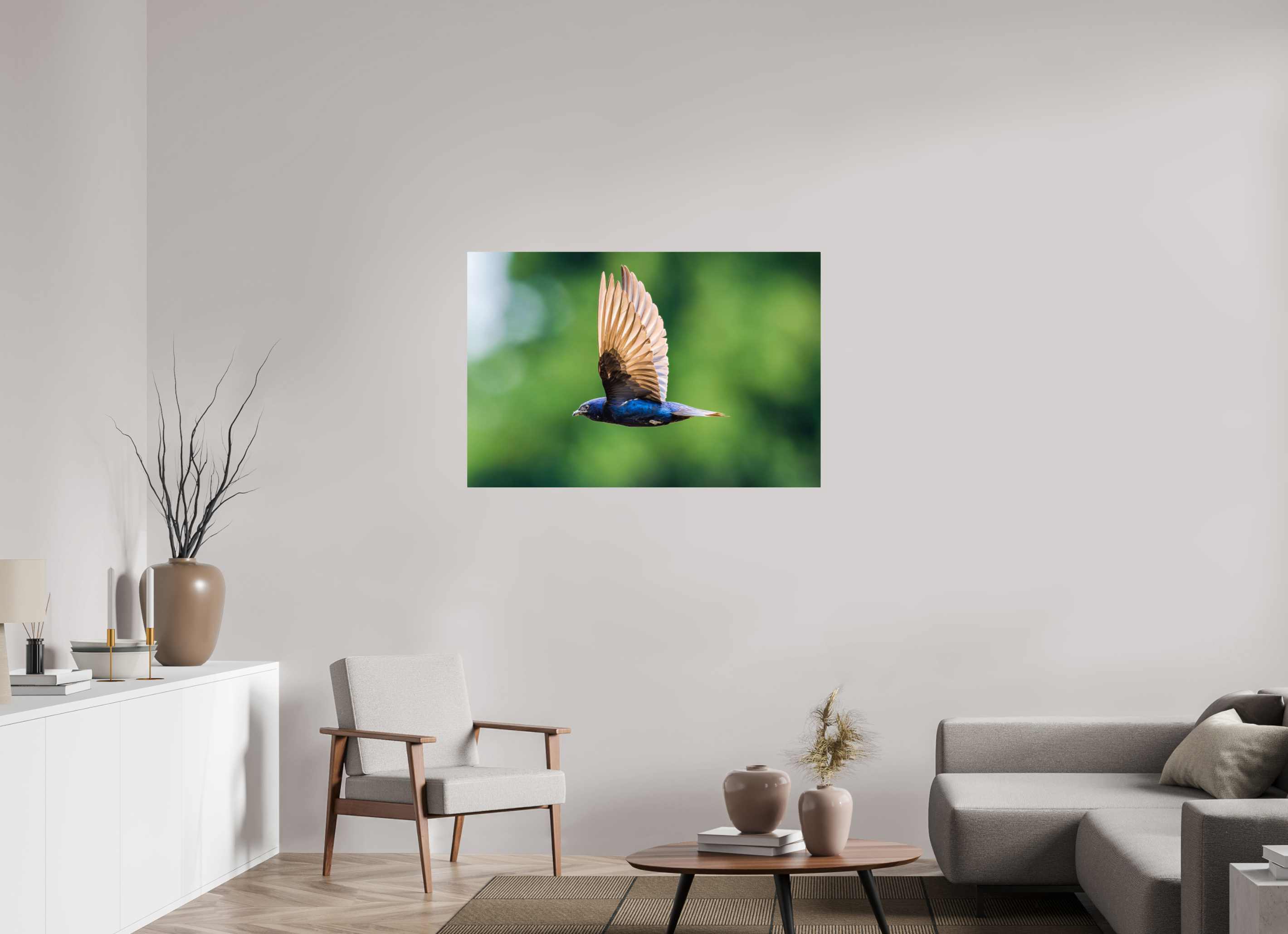 45 x 30″, ChromeLuxe HD Metal Print Rounded Conrners Purple Martin in Flight