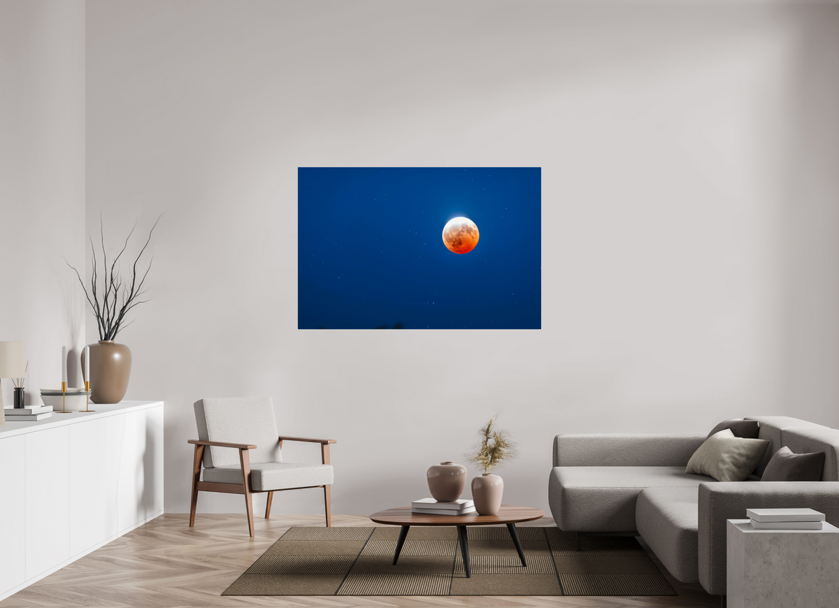 60 x 40″, ChromeLuxe HD Metal Print Rounded Conrners Almost Blood Moon