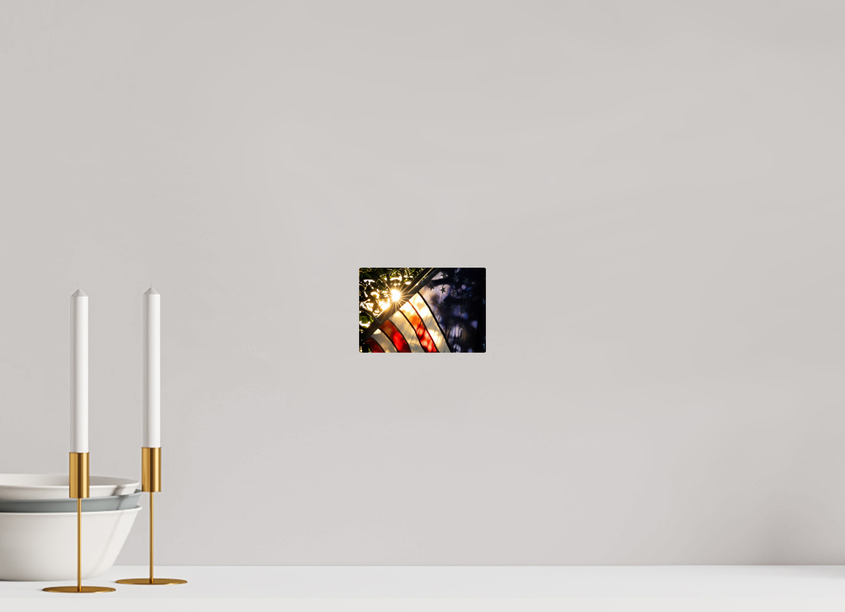 6 x 4″, ChromeLuxe HD Metal Print Rounded Conrners unlight Through a Weathered Flag