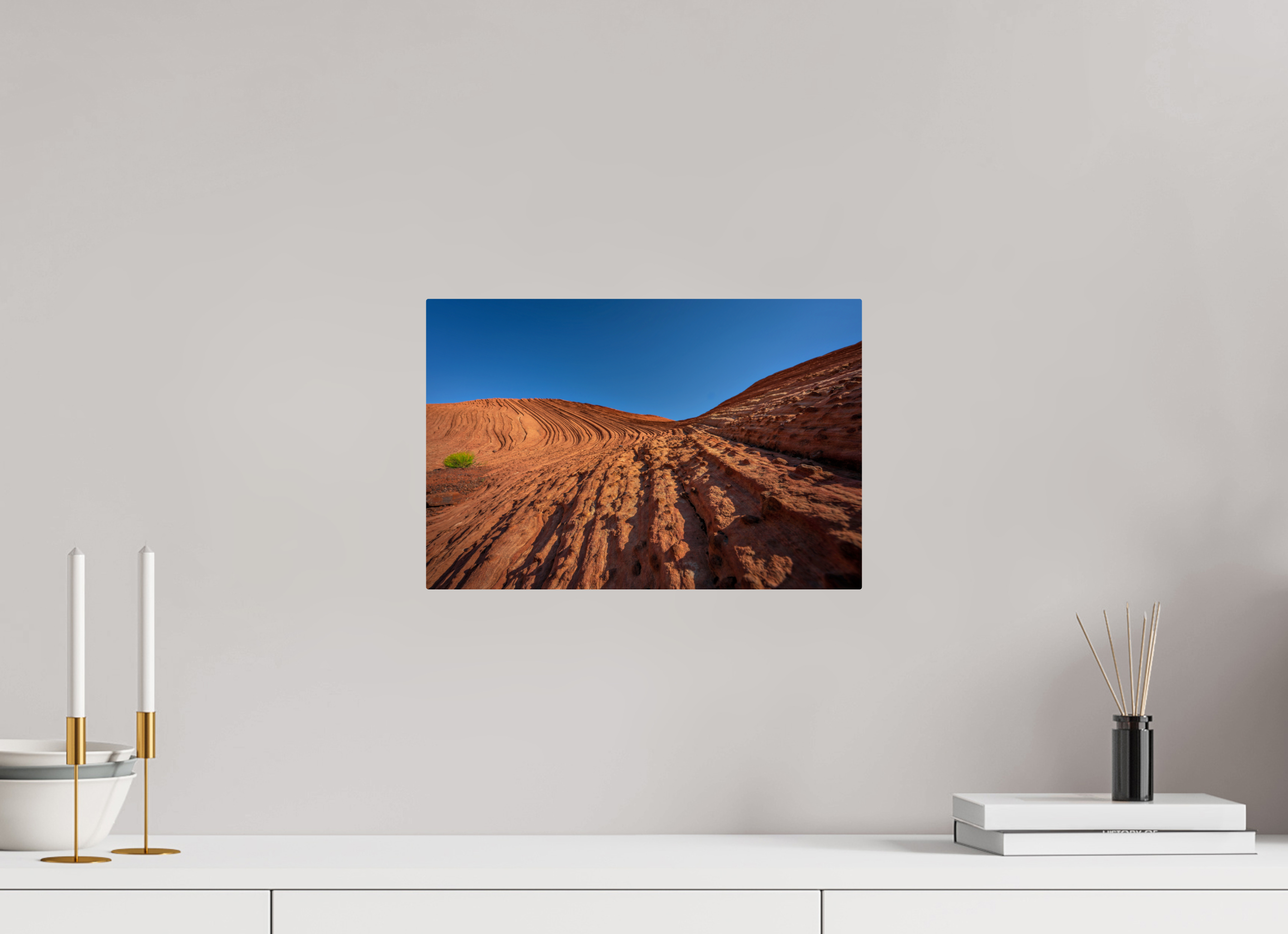 15 x 10″, ChromeLuxe HD Metal Print Rounded Conrners Sandstone Curves Under a Deep Blue Sky