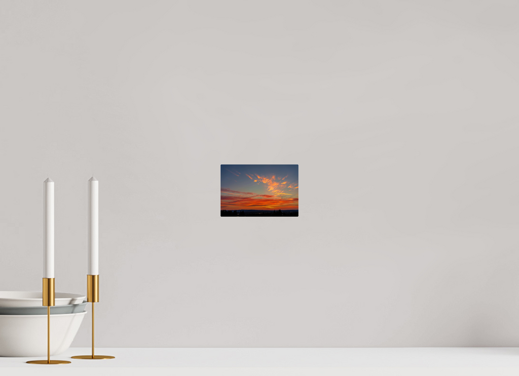 6 x 4″, Acrylic Glass Rounded Corners Fire in the Sky Over Silhouetted Hills