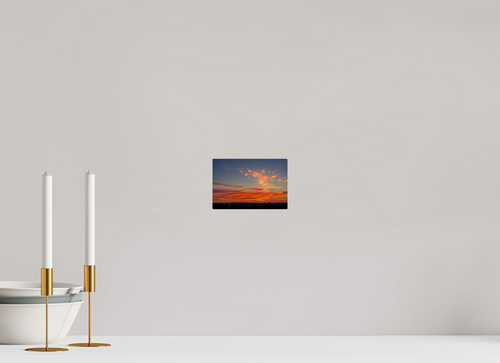 6 x 4″, Acrylic Glass Rounded Corners Fire in the Sky Over Silhouetted Hills