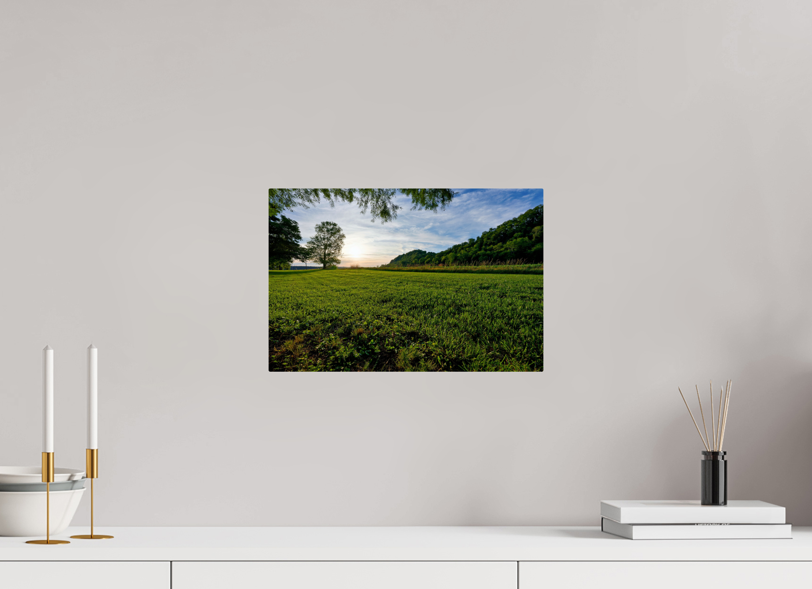15 x 10″, ChromeLuxe HD Metal Print Rounded Conrners Lone Tree at Golden Hour