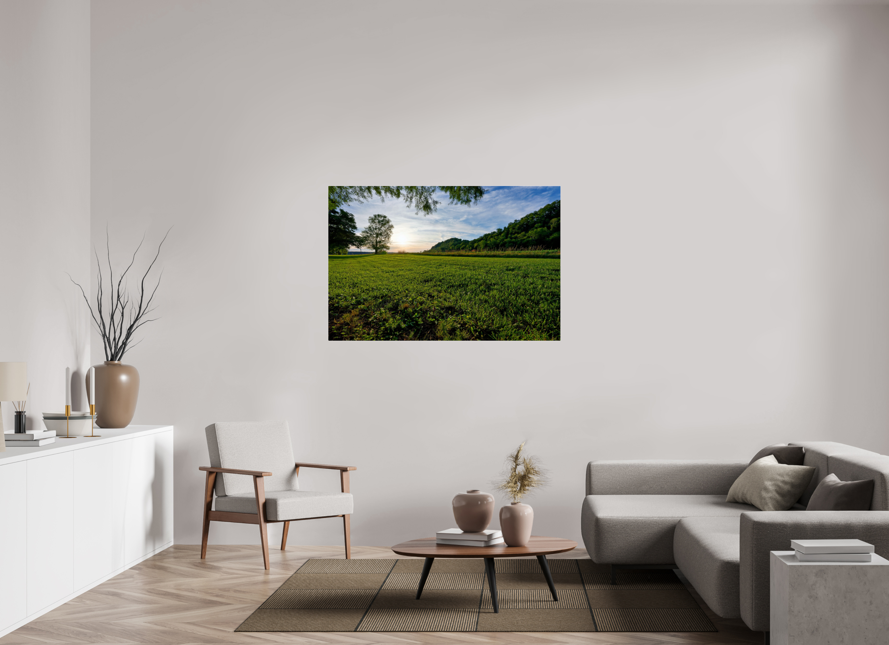 54 x 36″, Acrylic Glass Rounded Corners Lone Tree at Golden Hour