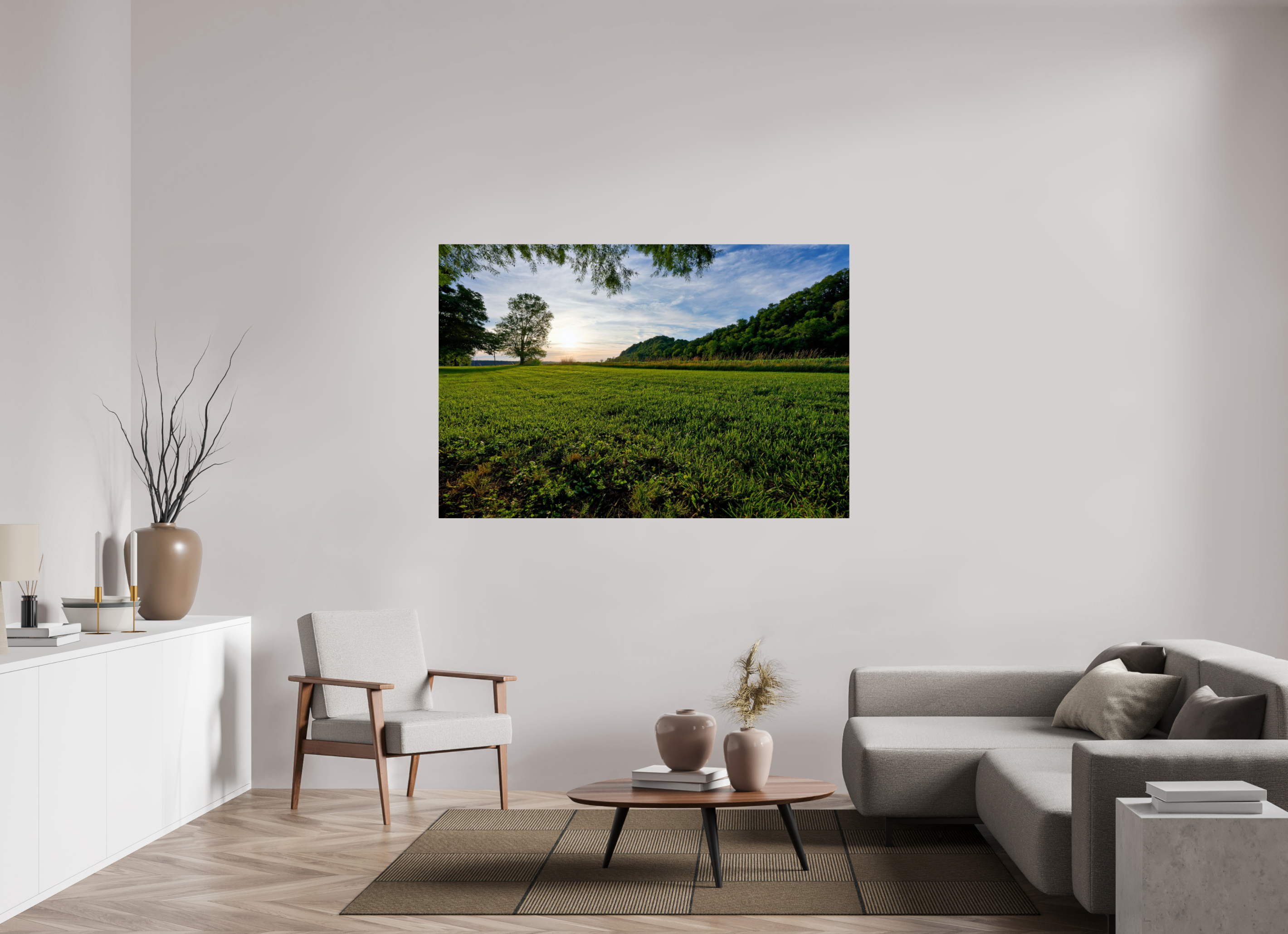 66 x 44″, ChromeLuxe HD Metal Print Rounded Conrners Lone Tree at Golden Hour