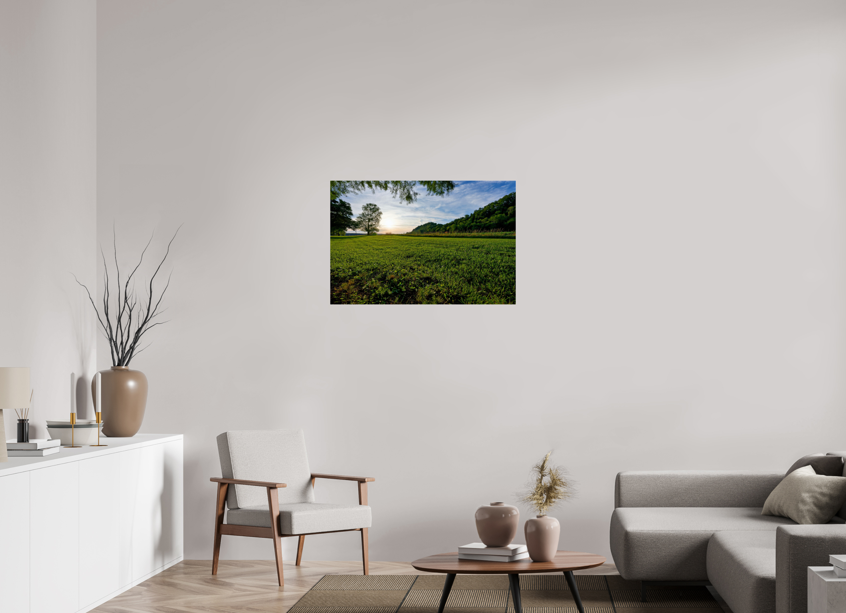 36 x 24″, Acrylic Glass Rounded Corners Lone Tree at Golden Hour