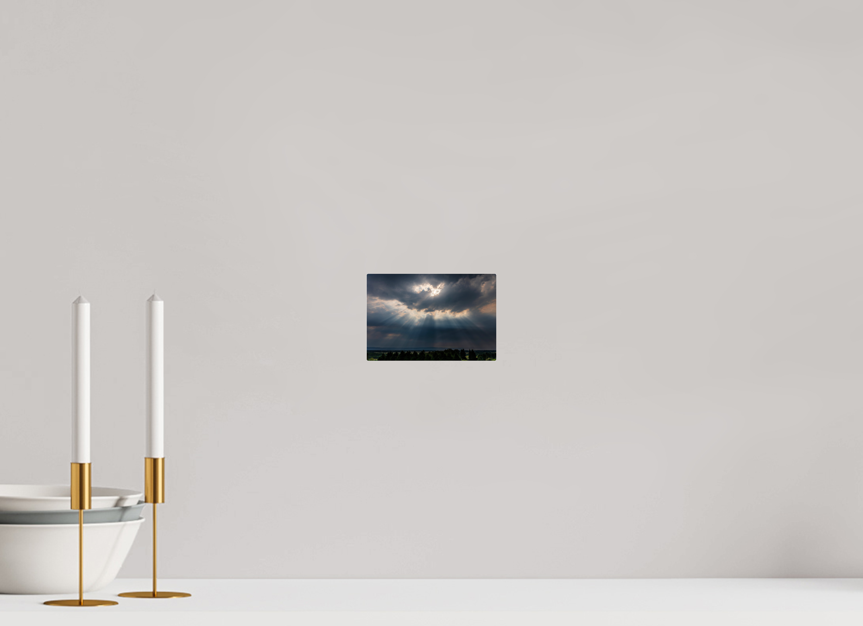 6 x 4″, Acrylic Glass Rounded Corners Sunbeams Breaking Through the Storm
