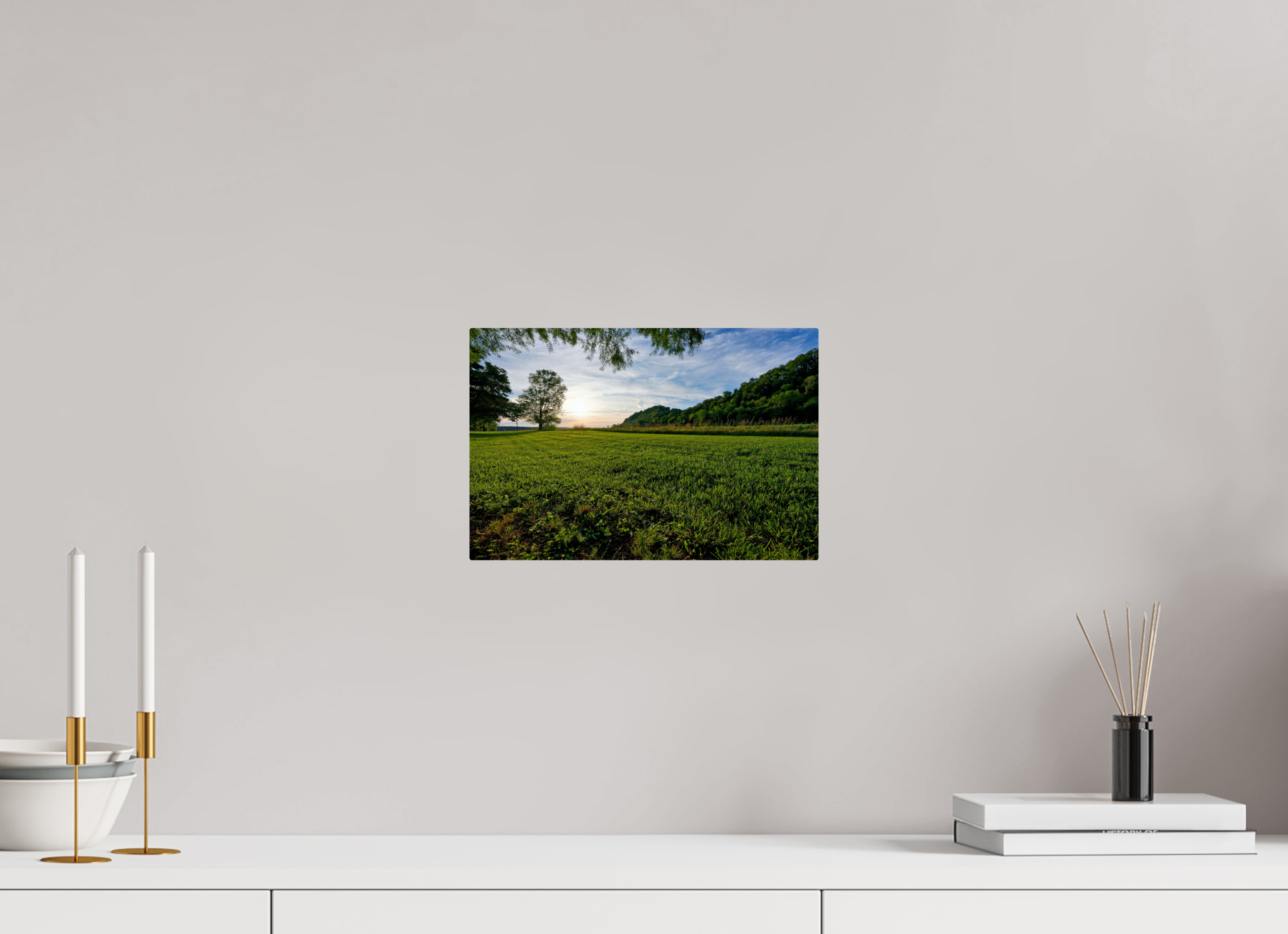 12 x 8″, ChromeLuxe HD Metal Print Rounded Conrners Lone Tree at Golden Hour