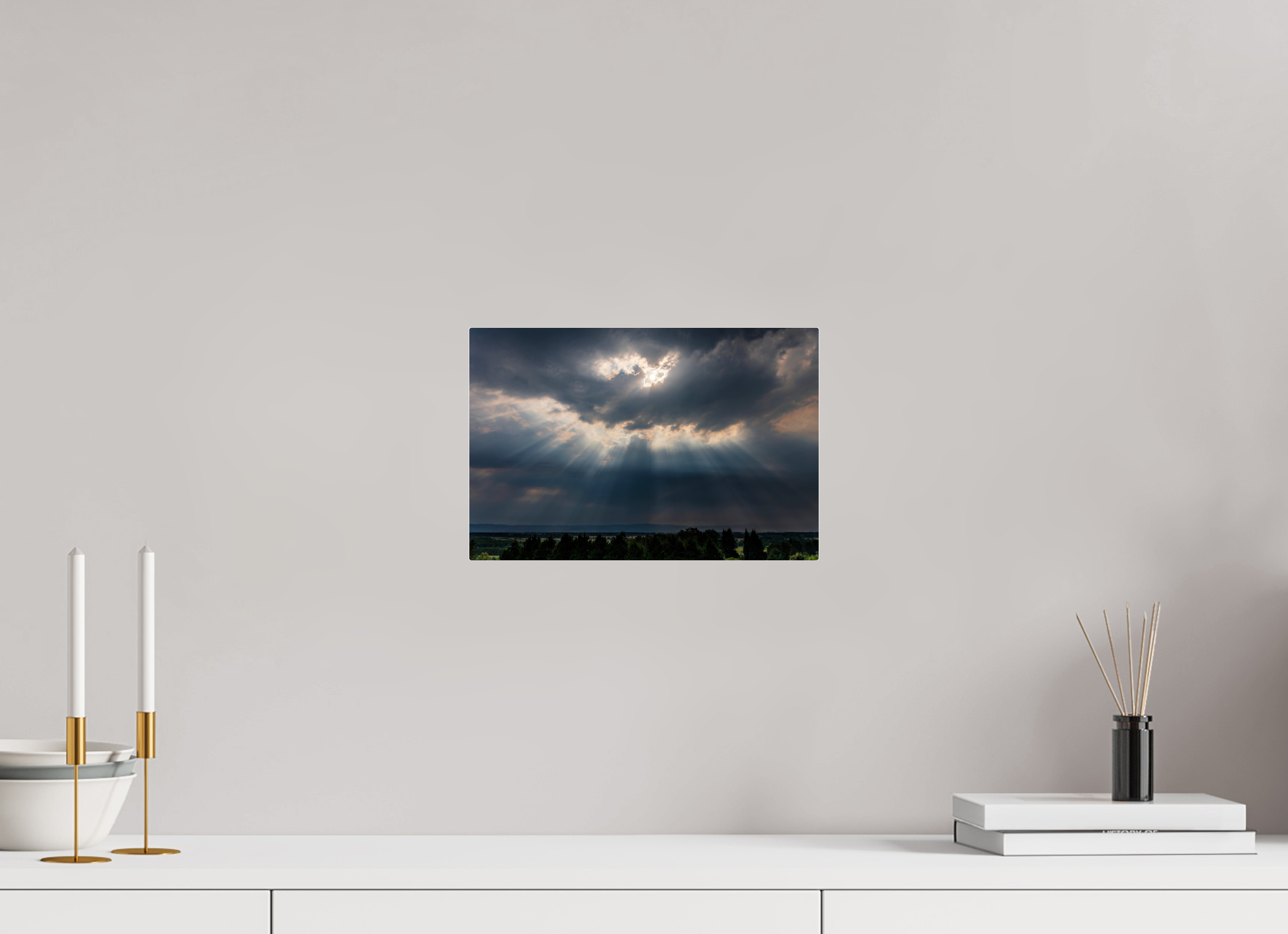 12 x 8″, Acrylic Glass Rounded Corners Sunbeams Breaking Through the Storm