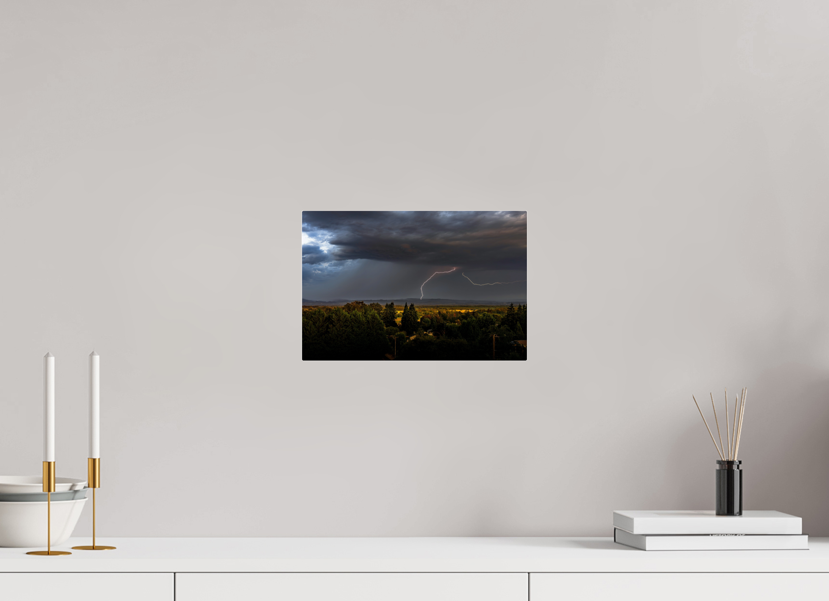 12 x 8″, Acrylic Glass Rounded Corners Lightning Over the Valley