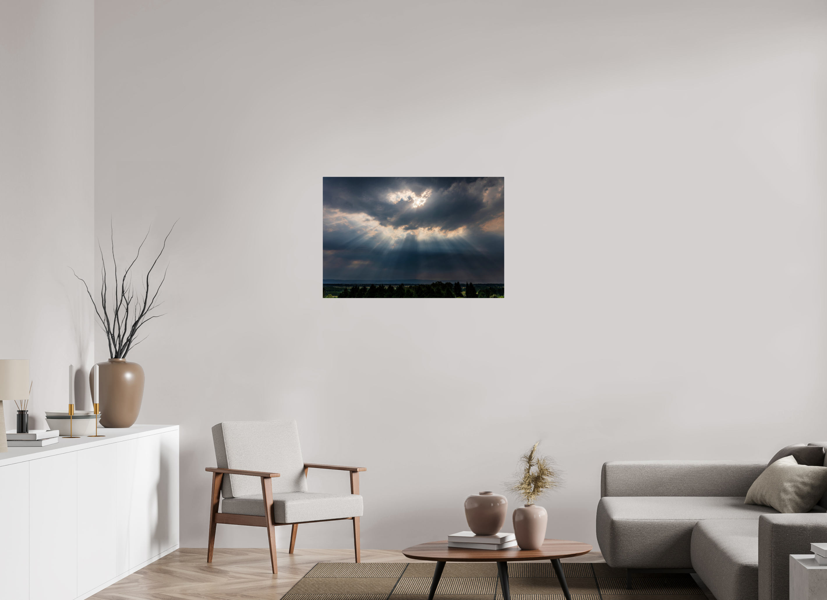 36 x 24″, ChromeLuxe HD Metal Print Rounded Conrners Sunbeams Breaking Through the Storm
