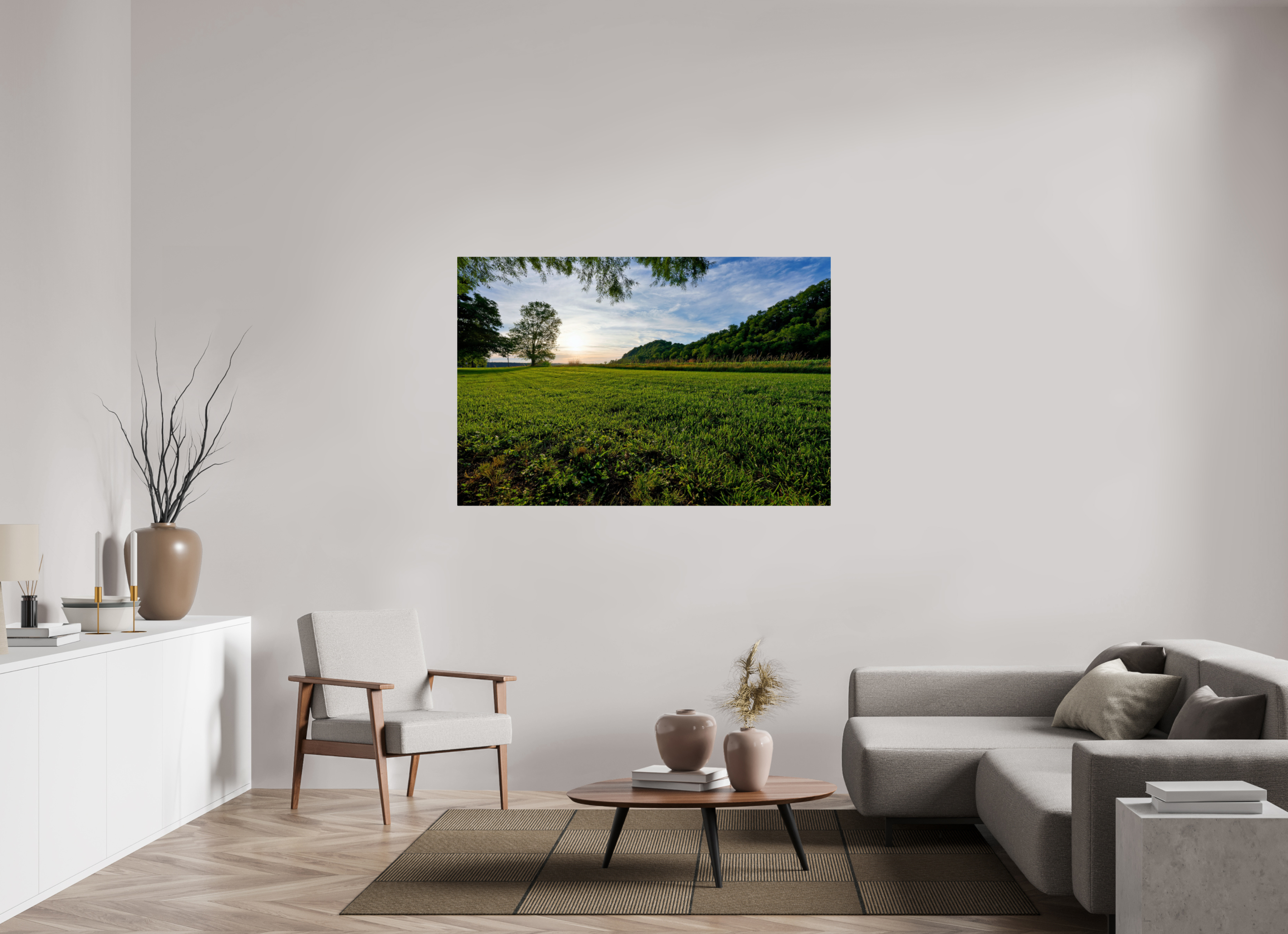60 x 40″, ChromeLuxe HD Metal Print Rounded Conrners Lone Tree at Golden Hour