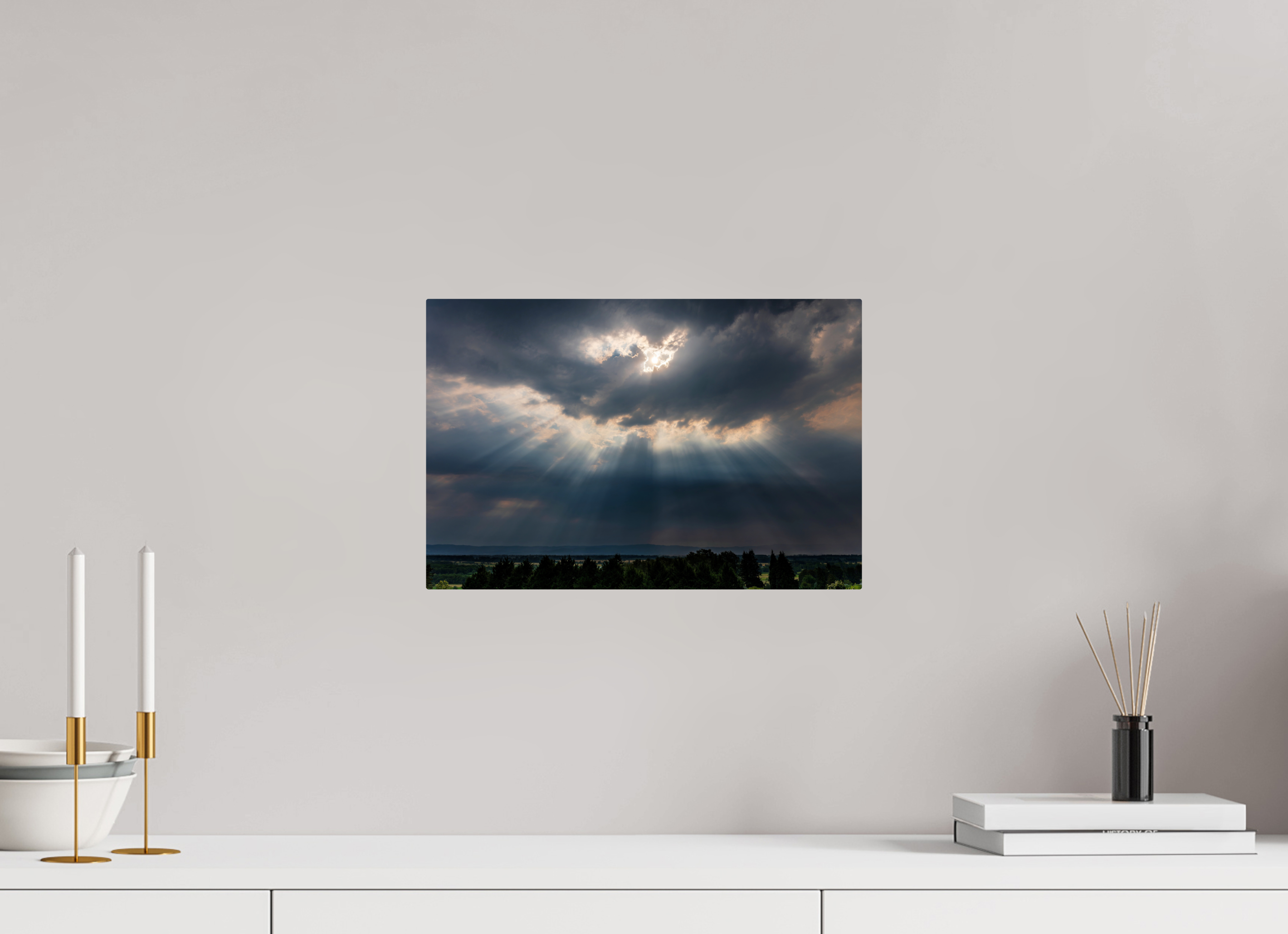 15 x 10″, ChromeLuxe HD Metal Print Rounded Conrners Sunbeams Breaking Through the Storm